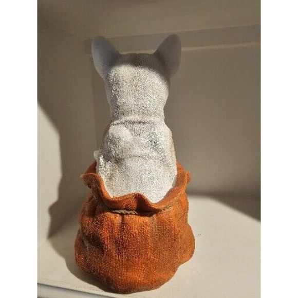 Halloween Orange Trick or Treat bag Frenchie/French Bow Tie Bulldog Statue 13.5" - Picture 3 of 4